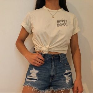 Creme Uniqlo Mickey Mouse Retro T-Shirt